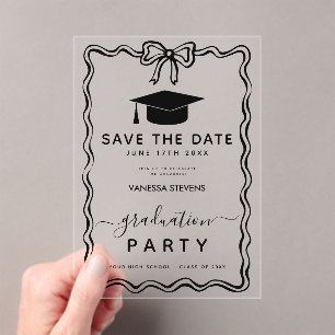 Hand Drawn Doodles Afstuderen Save the Date Acryl Uitnodigingen