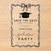 Hand Drawn Doodles Afstuderen Save the Date Acryl Uitnodigingen (Voorkant)