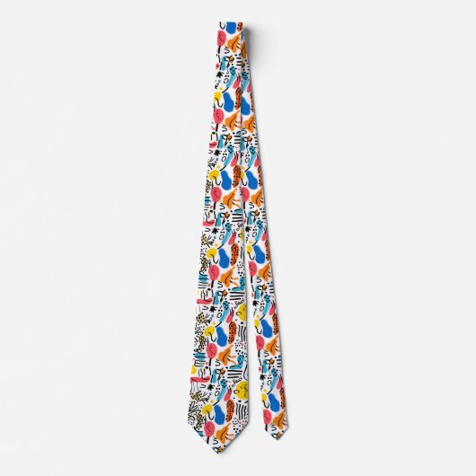 Hand-drawn Doodles Playful Pattern Stropdas (Voorkant)