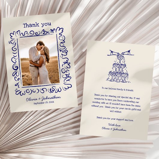 Hand Drawn Doodles Wedding Bedankkaart