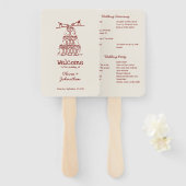 Hand Drawn Doodles Wedding Program Handwaaier (Voorkant en achterkant)