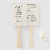 Hand Drawn Doodles Wedding Program Handwaaier (Voorkant en achterkant)