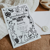 Hand Drawn Doodles Whimsical Halloween Invitation