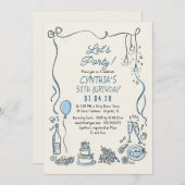 Hand Drawn Doodles Whimsical Quirky Adult Birthday Kaart (Voorkant / Achterkant)