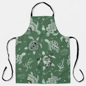 Hand drawn doodling sea turtle etnische pattern schort (Voorkant)