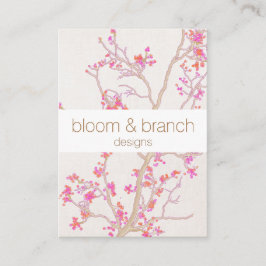 Hand Drawn Elegant Pink Cherry Blossoms Floral Visitekaartje