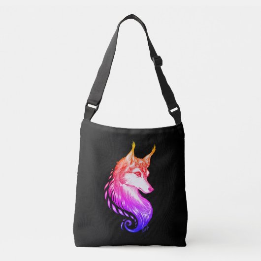 Hand Drawn Elegant Sunset Wolf US Made Canvas tas (Voorkant)