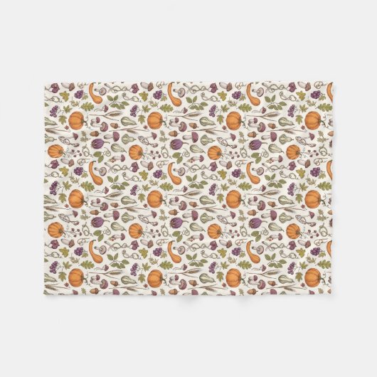Hand-Drawn Engraving Style Fall Vegetable Fleece Deken (Voorkant (Horizontaal))