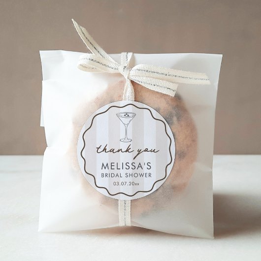 Hand-drawn Espresso Martini Bridal Shower Favor Ronde Sticker