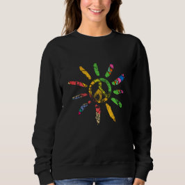 Hand Drawn Ethnic Peace Sign Hippie Bohemian Trui