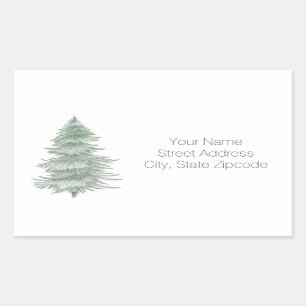 Hand Drawn Evergreen Tree-Adresetiketten Rechthoekige Sticker