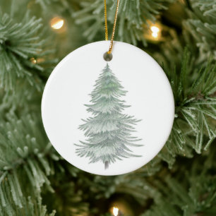 Hand Drawn Evergreen Tree Keramisch Ornament