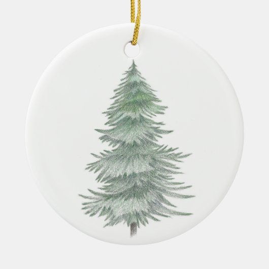Hand Drawn Evergreen Tree Keramisch Ornament (Voorkant)