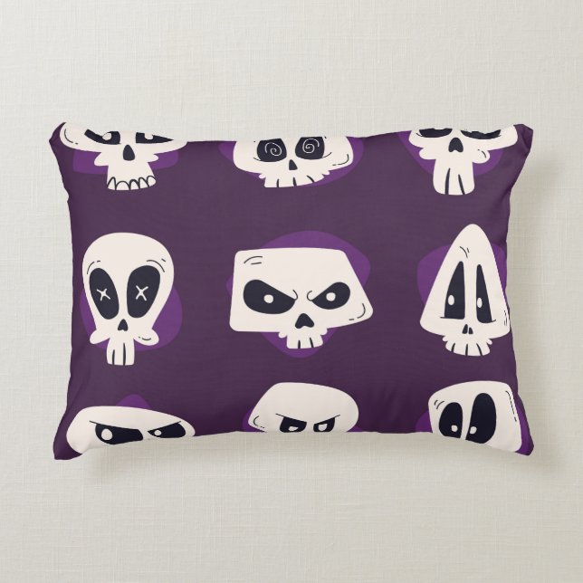 Hand drawn flat dia de muertos skulls collection s accent kussen (Voorkant)