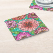 "Hand-drawn Floral Delight Coaster Set" Kartonnen Onderzetters (Gebogen)