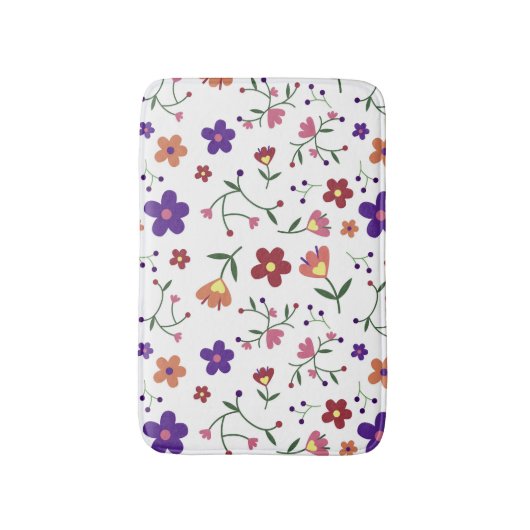 Hand-Drawn Floral Pattern Badmat (Voorkant Verticaal)