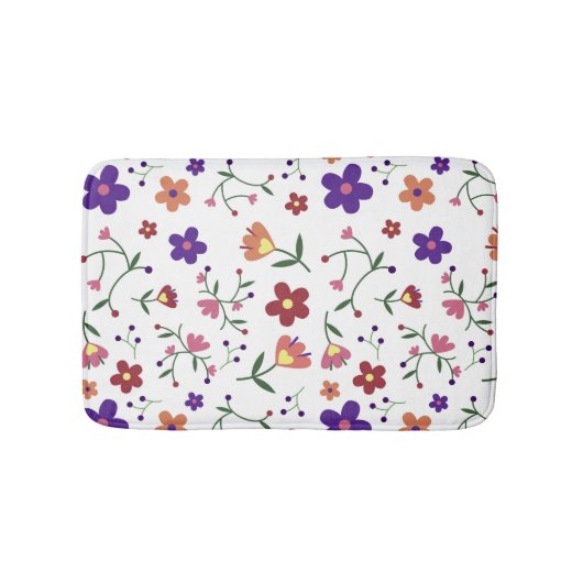 Hand-Drawn Floral Pattern Badmat (Voorkant)