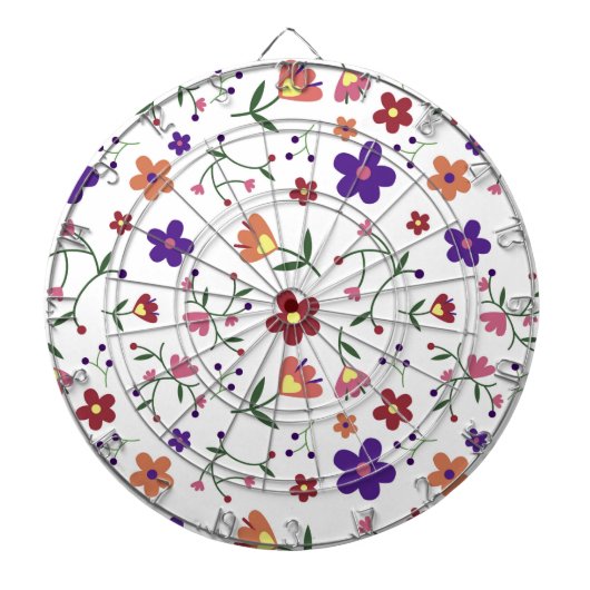 Hand-Drawn Floral Pattern Dartbord (Voorkant)