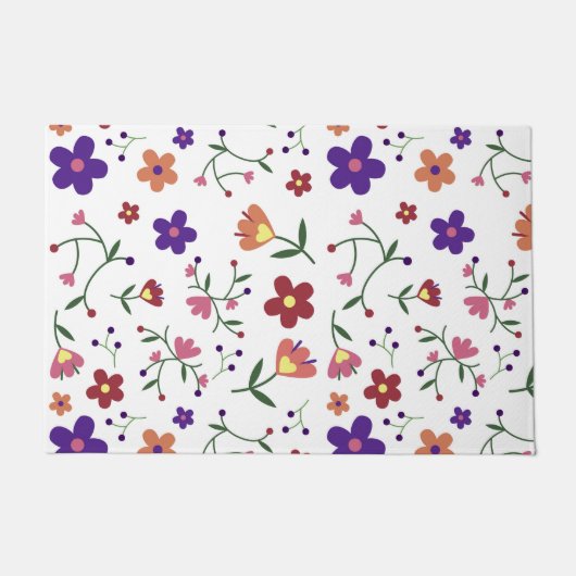 Hand-Drawn Floral Pattern Deurmat (Voorkant)