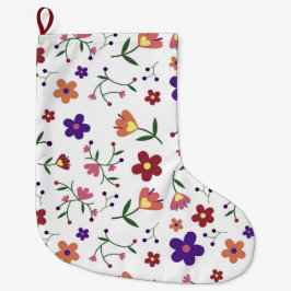 Hand-Drawn Floral Pattern Grote Kerstsok