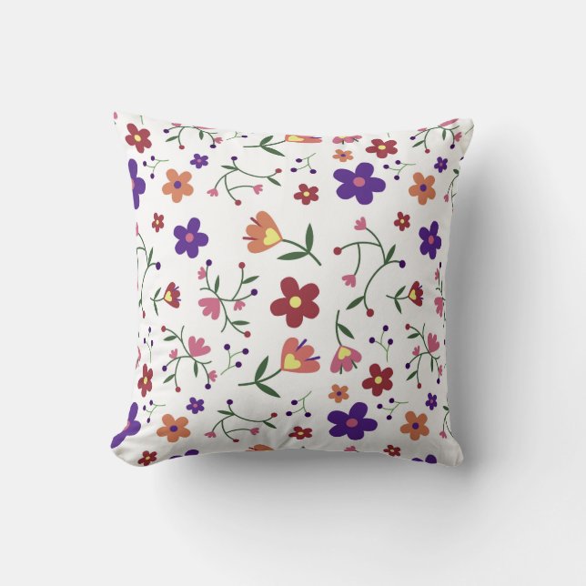 Hand-Drawn Floral Pattern Kussen (Voorkant)