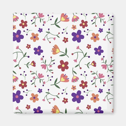 Hand-Drawn Floral Pattern Magneet (Voorkant)