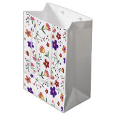 Hand-Drawn Floral Pattern Medium Cadeauzakje (Voorkant Gekanteld)