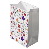 Hand-Drawn Floral Pattern Medium Cadeauzakje (Achterkant Gekanteld)
