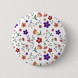 Hand-Drawn Floral Pattern Ronde Button 5,7 Cm
