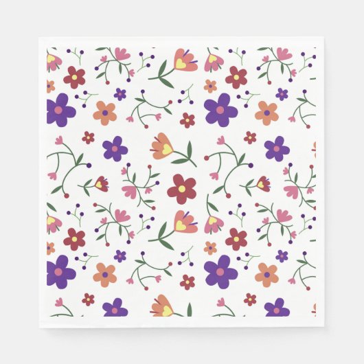 Hand-Drawn Floral Pattern Servet (Voorkant)