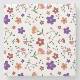 Hand-Drawn Floral Pattern Stenen Onderzetter
