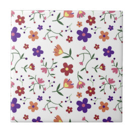 Hand-Drawn Floral Pattern Tegeltje