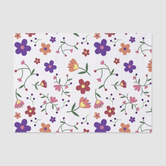 Hand-Drawn Floral Pattern Tissuepapier (Voorkant)