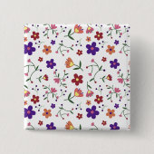 Hand-Drawn Floral Pattern Vierkante Button 5,1 Cm (Voorkant)