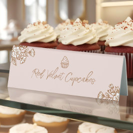 Hand Drawn Florals Pink Cupcake Bakery Counter