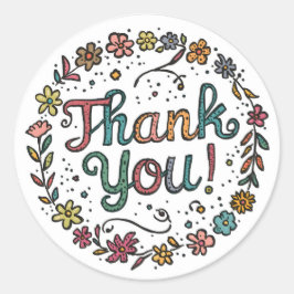 Hand-Drawn Flower Doodle Ronde Sticker