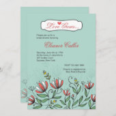 Hand Drawn Flowers Invitation Kaart (Voorkant / Achterkant)