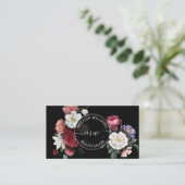 Hand drawn Flowers Logo Black Visitekaartje (Staand voorkant)