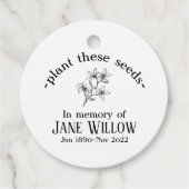 Hand Drawn Flowers Memorial Plant Seeds Bedankjes Labels (Voorkant)