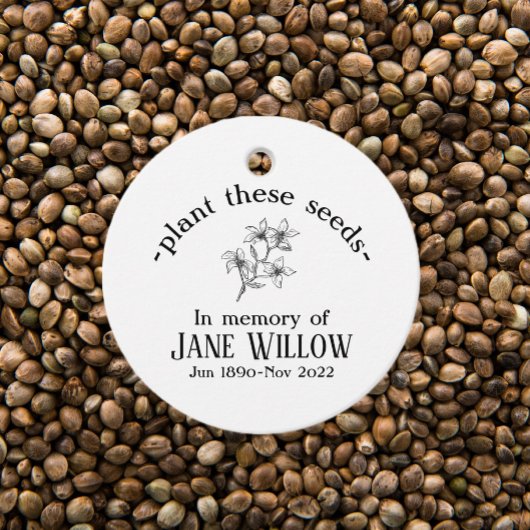 Hand Drawn Flowers Memorial Plant Seeds Bedankjes Labels