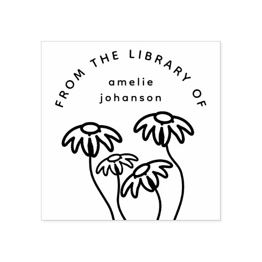 Hand-drawn Flowers Simple Custom Library Book Rubberstempel (Afrduk)