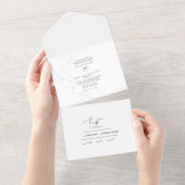 Hand-Drawn Foliage Simple Wedding All In One Uitnodiging (Afscheurbaar)
