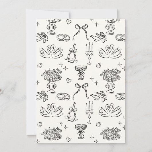 hand drawn frame with bow wedding invitation (Dos)