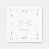 Hand Drawn French Blue Wedding Monogram Servet (Voorkant)