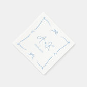 Hand Drawn French Blue Wedding Monogram Servet (Hoek)