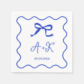 Hand Drawn French Blue Wedding Monogram Servet (Voorkant)