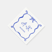 Hand Drawn French Blue Wedding Monogram Servet (Hoek)