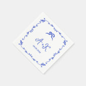 Hand Drawn French Blue Wedding Monogram Servet (Hoek)