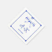 Hand Drawn French Blue Wedding Monogram Servet (Hoek)