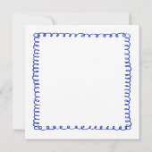 Hand Drawn French Square Blue Wedding Save The Date (Achterkant)